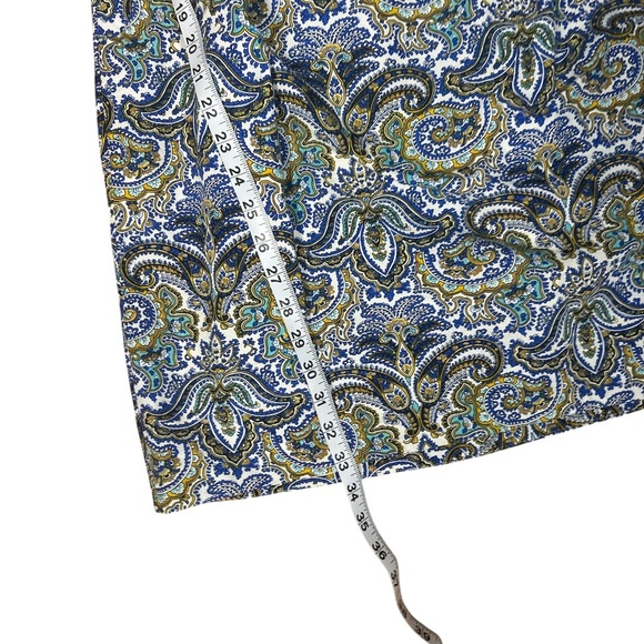 J.Crew Paisley Print Dress Size 6 Blue Green Yellow Scoop Neck Short Sleeve - Picture 4 of 6